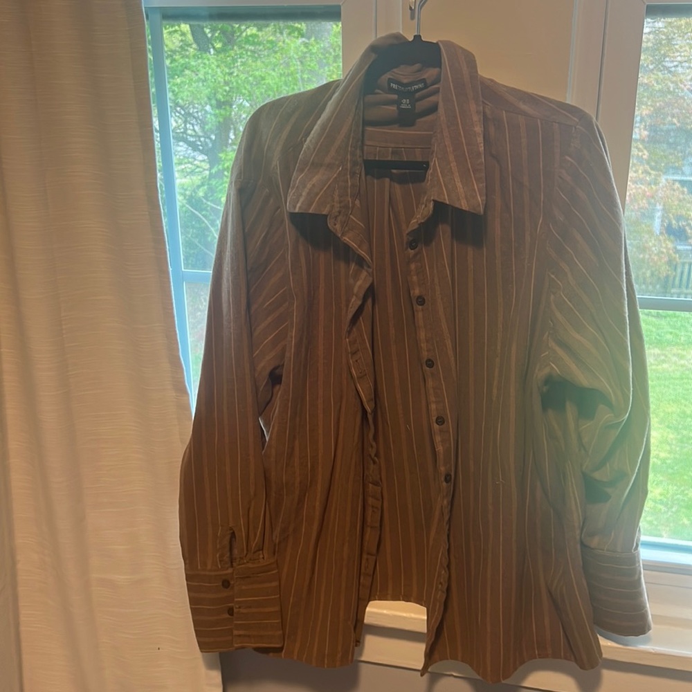 Pretty Little Thing Brown button up/ cover up